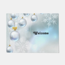 クリスマスオーナメント雪 ドアマット