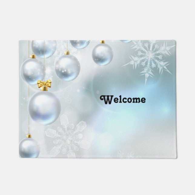 クリスマスオーナメント雪 ドアマット (正面)