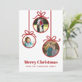 クリスマスオーナメント3枚の写真 シーズンカード (スタンド正面)