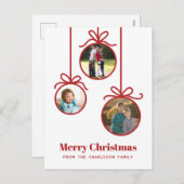 クリスマスオーナメント3枚の写真 シーズンポストカード (正面/裏面)