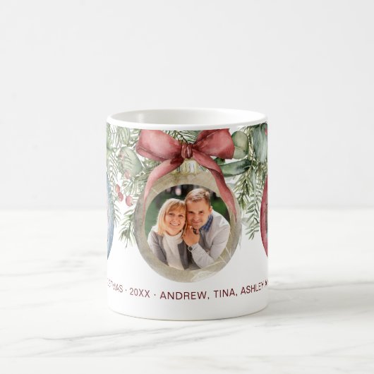 クリスマスオーナメント3 Photosファミリー コーヒーマグカップ (中央)