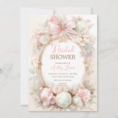 クリスマスオーナメント、ウィンターピンクブライダルシャワー 招待状 (正面)