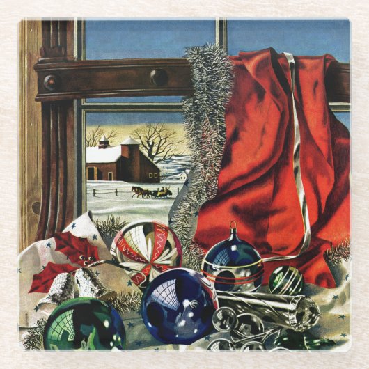 クリスマスオーナメント ガラスコースター (正面)