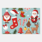 クリスマスオーナメント，キャンディーケーンレッドグリーンギフト ラッピングペーパーシート (正面)