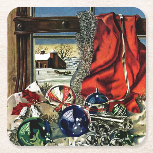 クリスマスオーナメント スクエアペーパーコースター (正面)