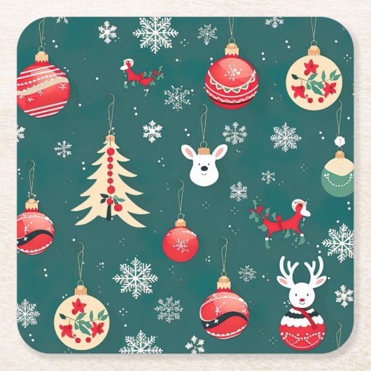 クリスマスオーナメント スクエアペーパーコースター (正面)