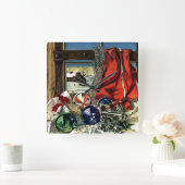 クリスマスオーナメント スクエア壁時計 (ホーム)