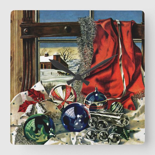 クリスマスオーナメント スクエア壁時計 (正面)