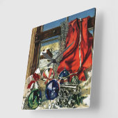 クリスマスオーナメント スクエア壁時計 (傾斜)