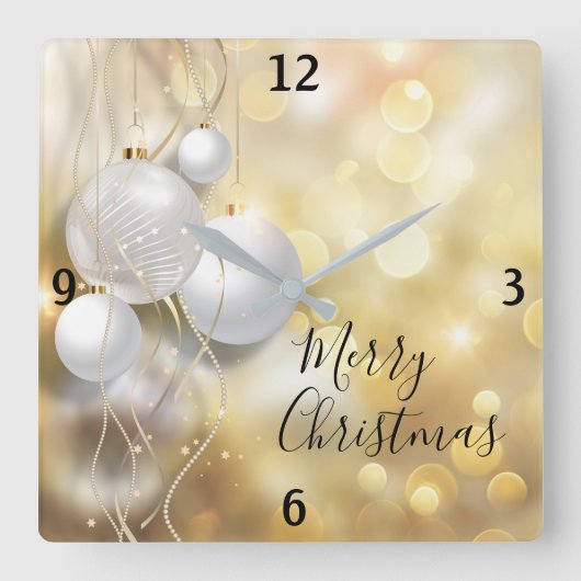 クリスマスオーナメント スクエア壁時計 (正面)