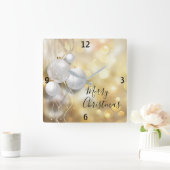 クリスマスオーナメント スクエア壁時計 (ホーム)