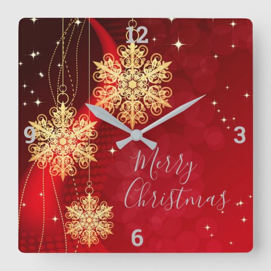 クリスマスオーナメント スクエア壁時計 (正面)
