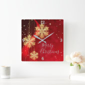 クリスマスオーナメント スクエア壁時計 (ホーム)