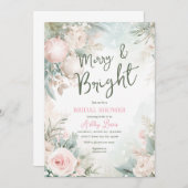 クリスマスオーナメント、スノーフレークブライダルシャワー 招待状 (正面/裏面)