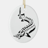 >クリスマスオーナメント – チョウザメ魚 – ベルーガ族 セラミックオーナメント (右)