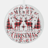 クリスマスオーナメント、トナカイのクリスマスツリー ガラスオーナメント (正面)