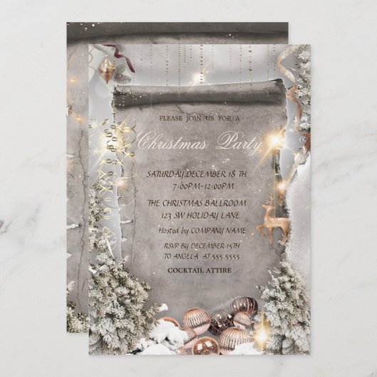 クリスマスオーナメント, ピンツリークリスマス会社 招待状 (正面/裏面)