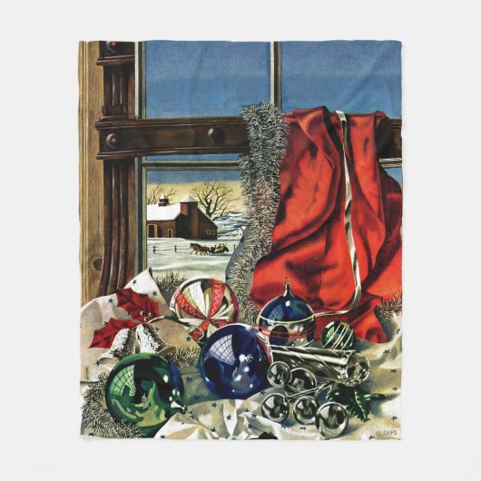 クリスマスオーナメント フリースブランケット (正面)