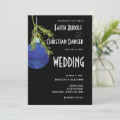 クリスマスオーナメント ブルー モダン ウェディング 案内状 (スタンド正面)