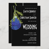 クリスマスオーナメント ブルー モダン ウェディング 案内状 (正面/裏面)