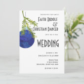 クリスマスオーナメント ブルー モダン ウェディング 案内状 (スタンド正面)