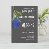 クリスマスオーナメント ブルー モダン ウェディング 案内状 (スタンド正面)