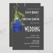 クリスマスオーナメント ブルー モダン ウェディング 案内状 (正面/裏面)