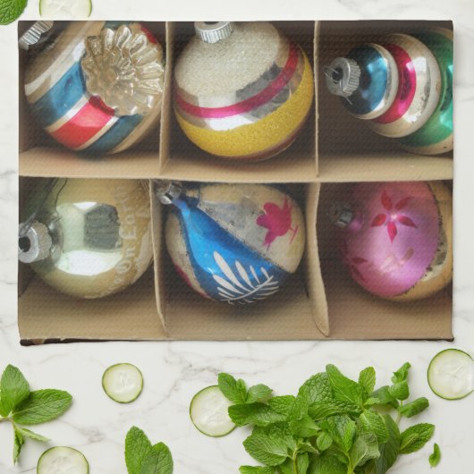 クリスマスオーナメント、ヴィンテージ、ガラス、お気に入り キッチンタオル (折り畳み)