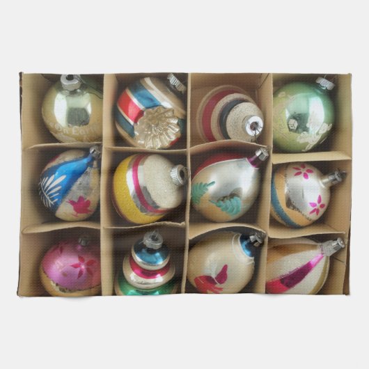 クリスマスオーナメント、ヴィンテージ、ガラス、お気に入り キッチンタオル (横)