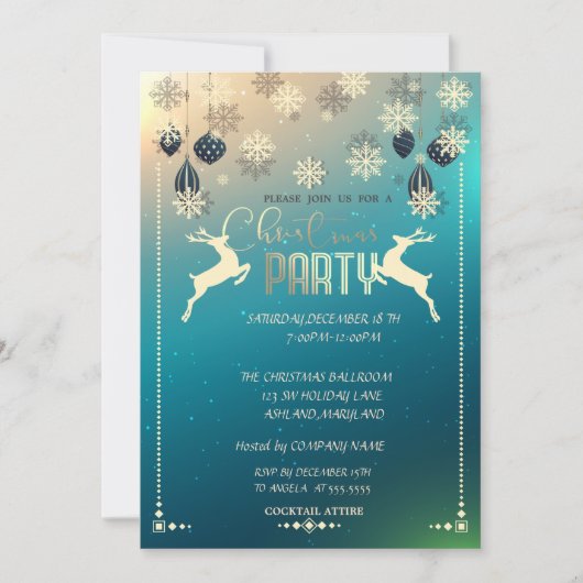 クリスマスオーナメント、会社親愛のクリスマスパーティー 招待状 (正面)