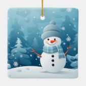 クリスマスオーナメント – 冬の雪だるまシーン (裏面)