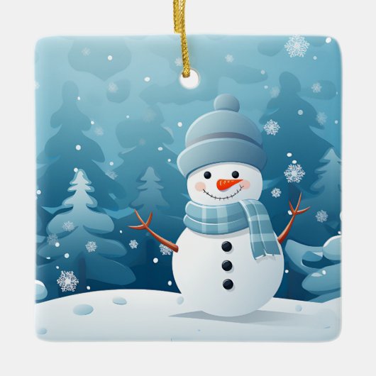 クリスマスオーナメント – 冬の雪だるまシーン (正面)