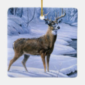 クリスマスオーナメント – 冬の鹿のシーン (裏面)