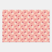 クリスマスオーナメント、弓、サンタクロースを赤で ラッピングペーパーシート (正面3)