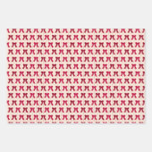 クリスマスオーナメント、弓、サンタクロースを赤で ラッピングペーパーシート (正面2)