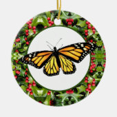 クリスマスオーナメント（昆虫）オオカバマダラ、モナーク&ホリー セラミックオーナメント (正面)