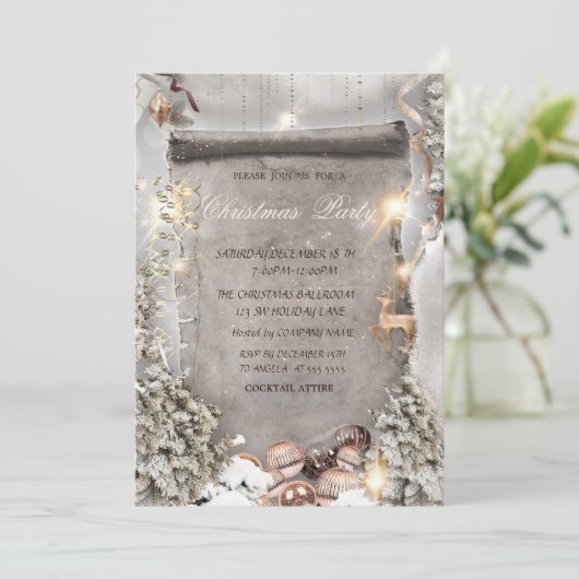 クリスマスオーナメント,松の木のクリスマス会社 招待状 (スタンド正面)