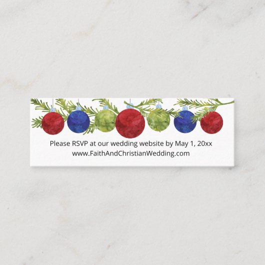クリスマスオーナメント、結婚のWebサイトRSVP スキニー名刺 (正面)