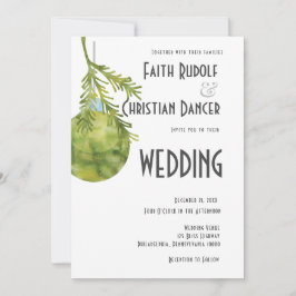 クリスマスオーナメント 緑, モダン ウェディング 案内状