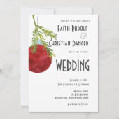 クリスマスオーナメント 赤、モダンウェディング 案内状 (正面)