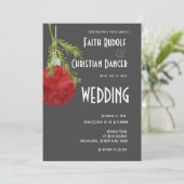 クリスマスオーナメント 赤 モダン ウェディング 案内状 (スタンド正面)