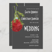 クリスマスオーナメント 赤 モダン ウェディング 案内状 (正面/裏面)