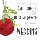 クリスマスオーナメント 赤 モダン ウェディング 案内状