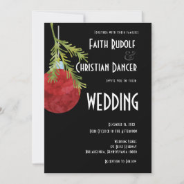 クリスマスオーナメント 赤 モダン ウェディング 案内状