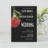 クリスマスオーナメント 赤 モダン ウェディング 案内状 (スタンド正面)