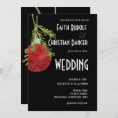 クリスマスオーナメント 赤 モダン ウェディング 案内状 (正面/裏面)