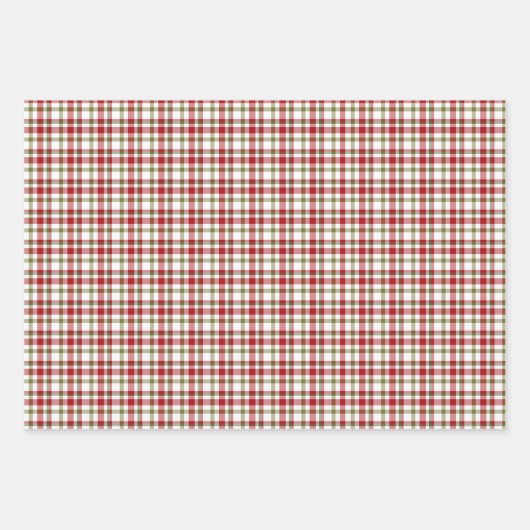 クリスマスオーナメント、金箔とクリスマスプレイド ラッピングペーパーシート (正面3)