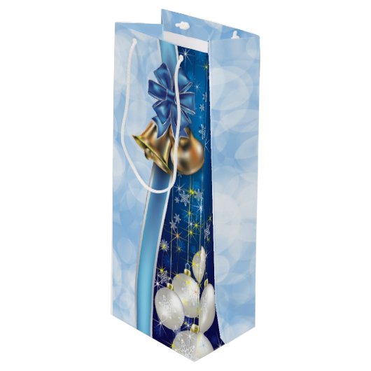 クリスマスオーナメント、雪片および《写真》ぼけ味 ワインギフトバッグ (正面アングル)