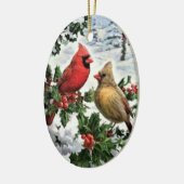 クリスマスオーナメント – （鳥）ショウジョウコウカンチョウカップル (左)