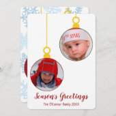 クリスマスオーナメント、2フォト切り出しホリデーカード シーズンカード (正面/裏面)